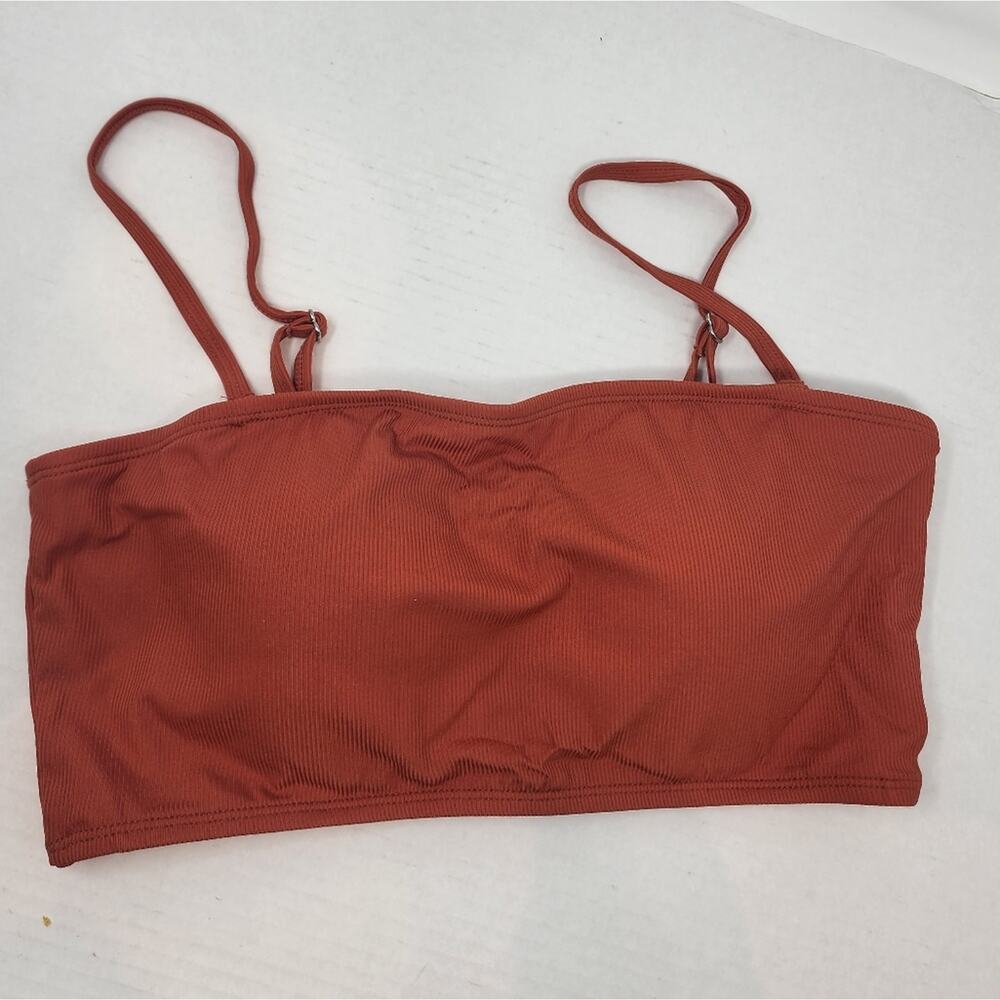 Ribbed Knit Bikini Crop Top Rust‎ TOP Only Size L